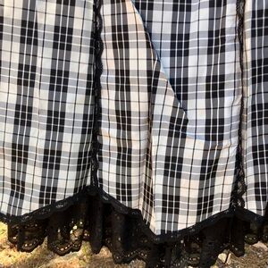 Vintage Black and White Plaid Skirt with Lace petticoat  made in USA Large